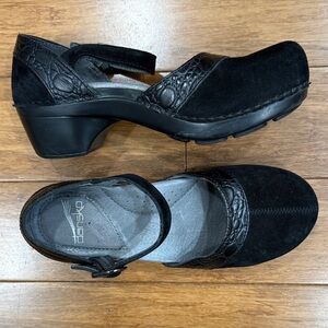Dansko Sally black suede mary Jane clogs